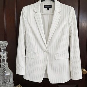 Anne Klein White Blazer with Thin Gray Pinstripes
